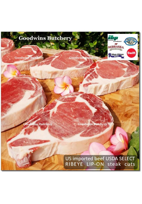 Beef Cuberoll Scotch-Fillet RIBEYE LIP-ON frozen US USDA SELECT SWIFT steak cuts thickness: 3/4 & 3/8" (price/kg)